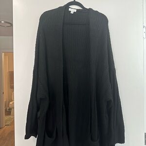 Topshop Black Knit Open-Front Cardigan
